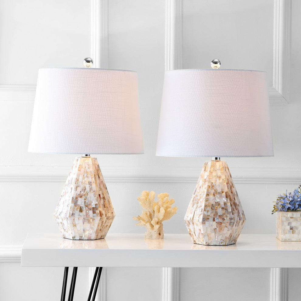 Isabella 21" Seashell Table Lamp, Natural Ivory, Set of 2