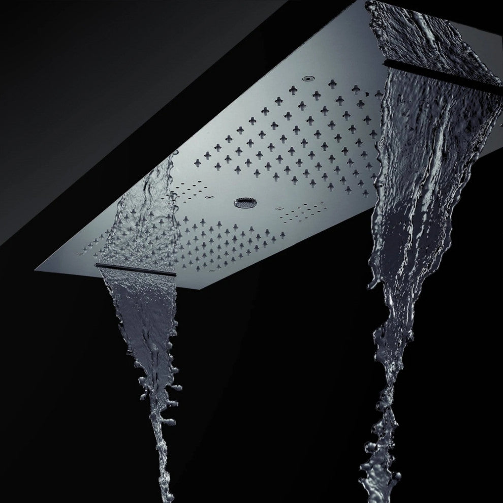 Touch Panel Controlled LED Shower System, Matte Black D - Touch Panel Light