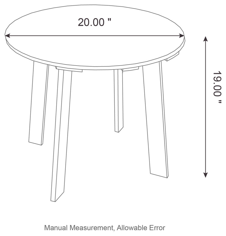 20"D Outdoor Patio HDPE Round Side Table, White