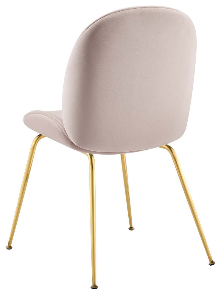 Contemporary Dining Room Side Dining Chair, Velvet Fabric Stainless Metal, Pink