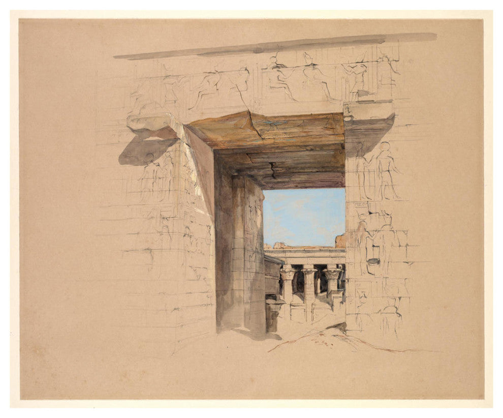 "The Temple of Edfu: The Door of the Pylon, 1850" Paper Art, 32"x26.6"