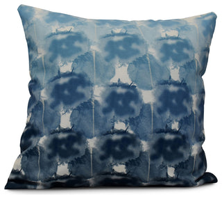 Beach Clouds, Geometric Print Outdoor Pillow, Blue, 18"x18"