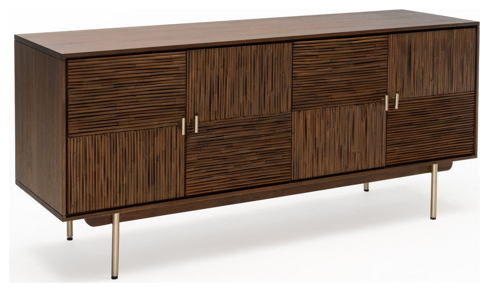 Studio London Arben Sideboard with Drawers Acacia Wood and Rattan Storage