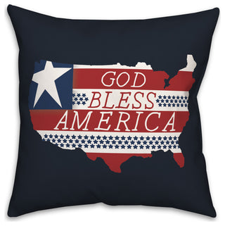 God Bless America Map Outline 18x18 Throw Pillow