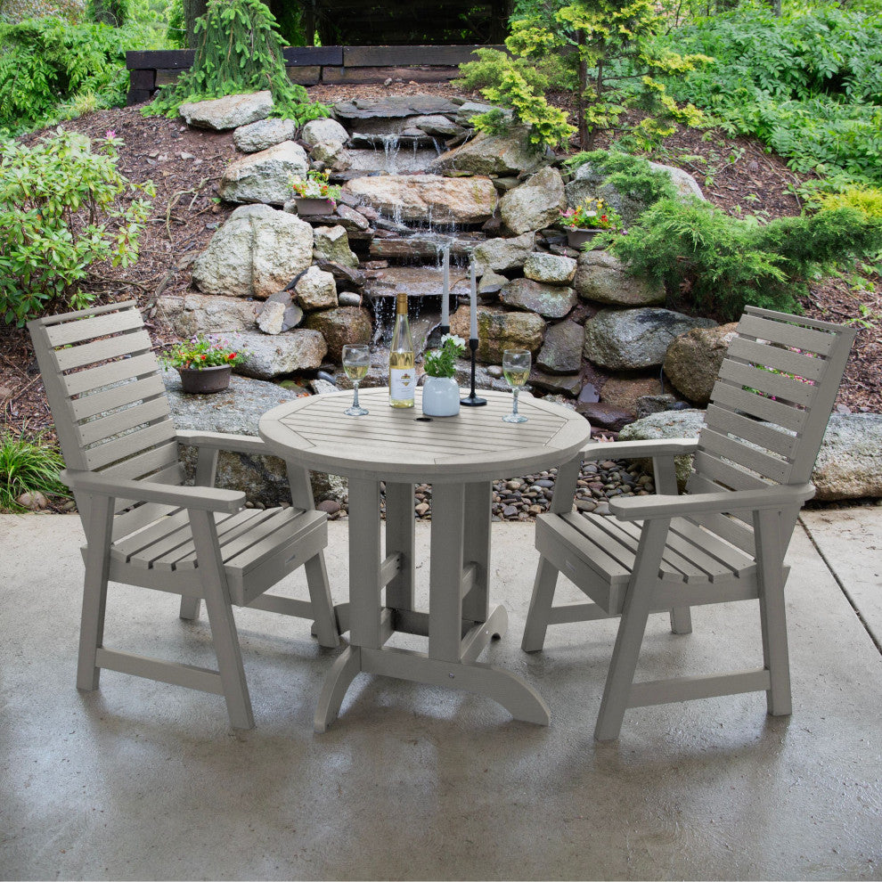 Weatherly 3-Piece Round Dining Set, Harbor Gray