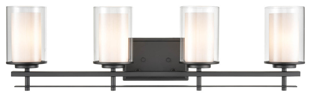 Huderson Collection 4-Light 31" Matte Black Bathroom Vanity Light