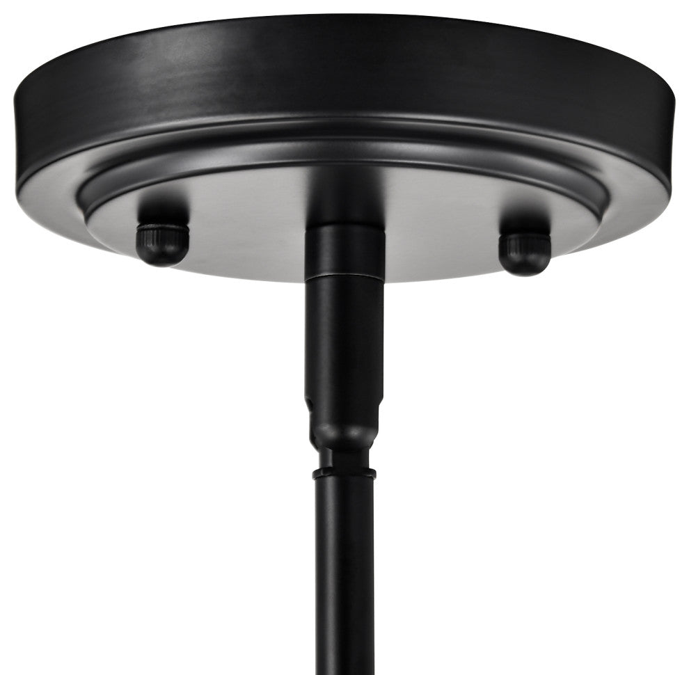 1-Light 10 in. Matte Black Pendant With Globe Shaped Clear Glass Shade