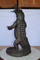 Alligator having fun bronze statue - fountain -  Size: 15"L x 15"W x 31"H.