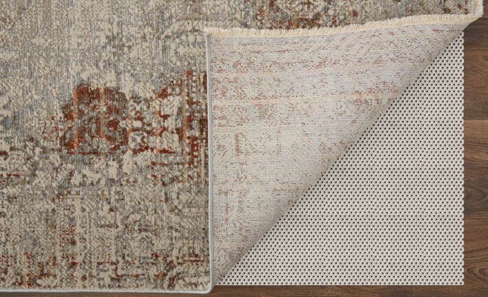 Frencess R39GK Transitional/Casual/Vintage Rug, Gray/Rust, 2'6"x12' Runner