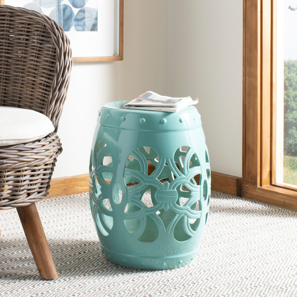 Safavieh Imperial Vine Garden Stool, Light Blue