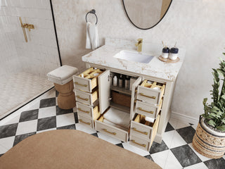 Charlotte 42" Single Sink Bath Vanity in Fine Grain 2" Viola Brown