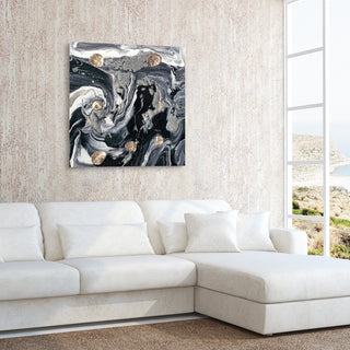 Black White Abstract Wall Art Printed on Frameless Free Floating Tempered Glass