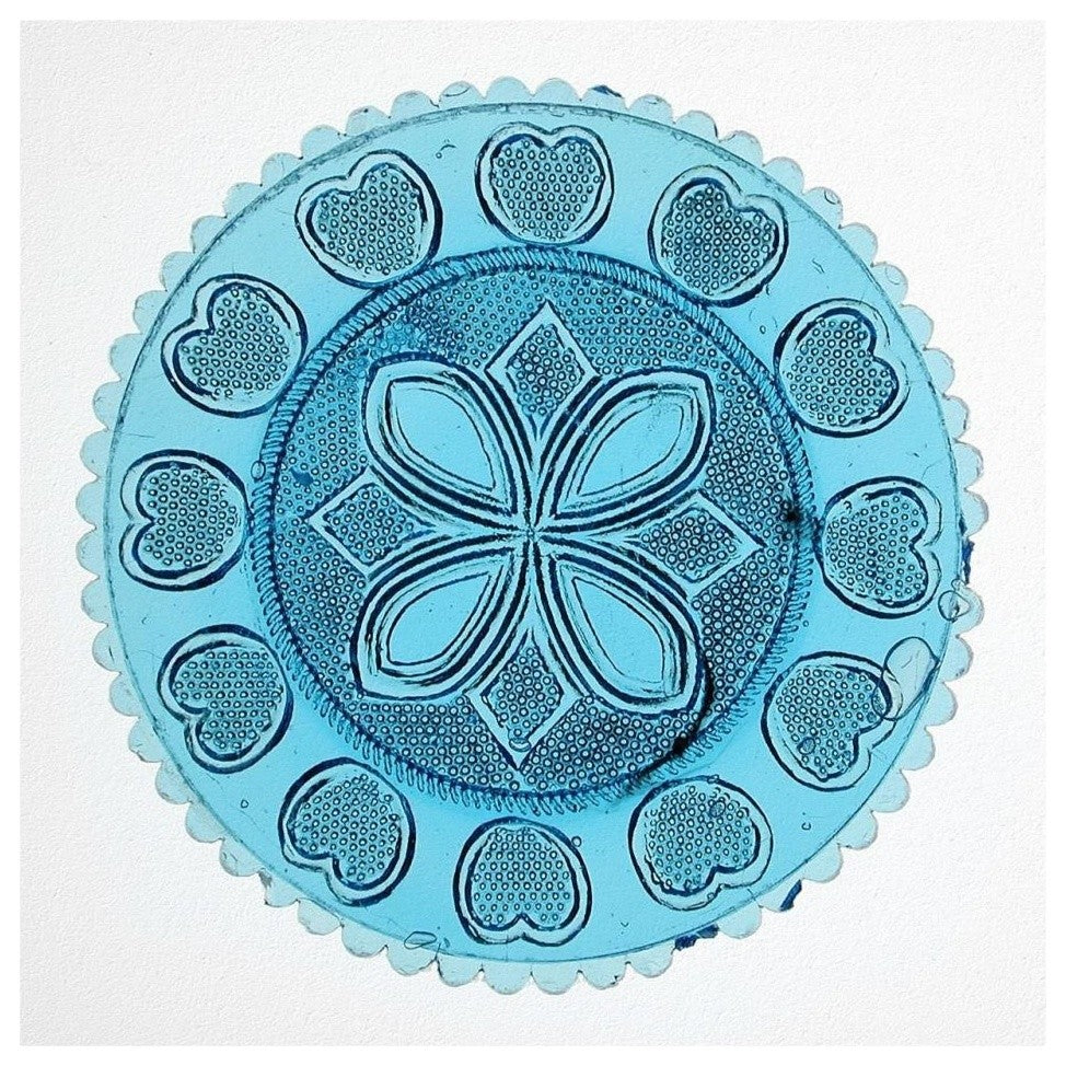 "Blue Pressed Glass Plate" Print 19th Century American Glassmaker, 32"x32"