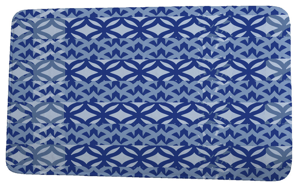 Nantucket Greeko Simple Geometric Print Bath Mat, Royal Blue, 21"x34"