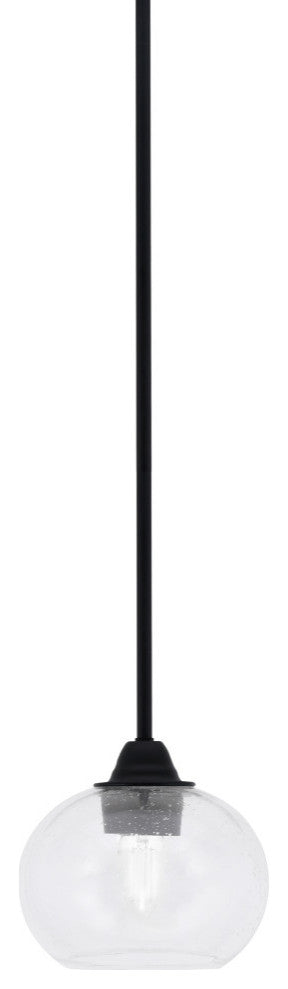 Paramount Mini Pendant, Matte Black, 7" Clear Bubble Glass