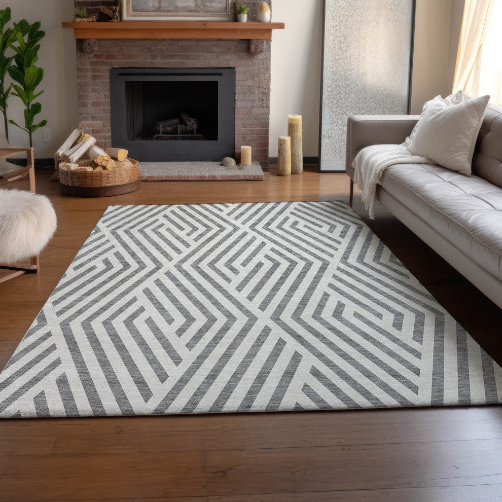 Premium Machine Washable Mayfield AMF550 Gray 3' x 5' Rug