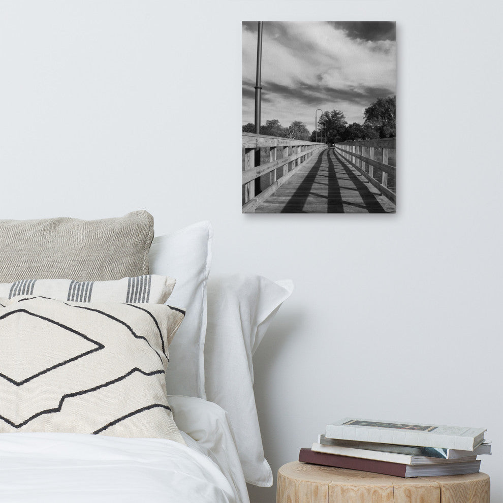 Follow the Lines Black & White Landscape Photo Canvas Wall Art Print, 16" X 20"