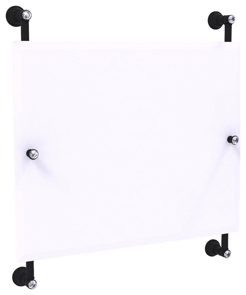 Carolina Crystal Landscape Frameless Rail Mounted Mirror, Matte Black