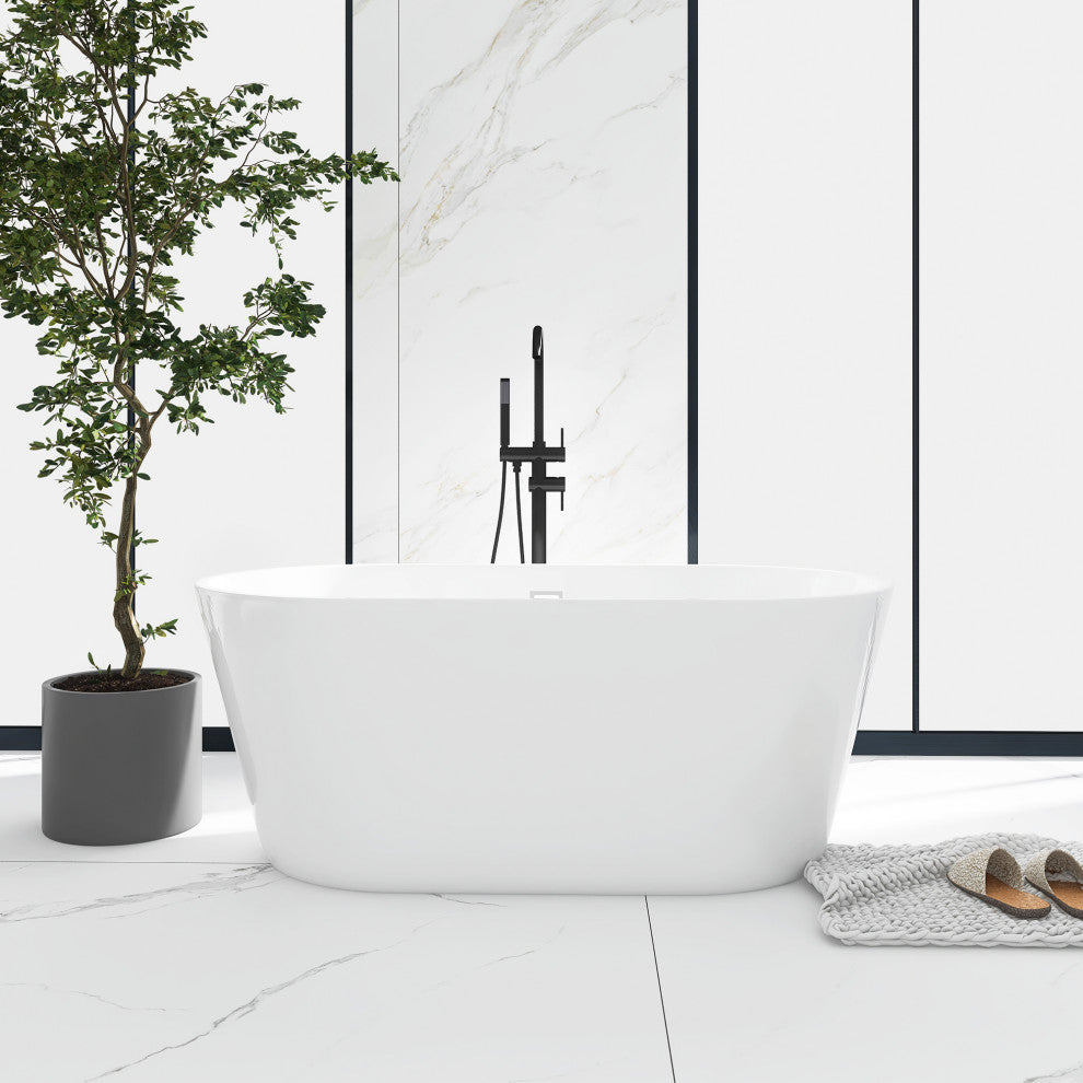 60"x31" Acrylic Alcove Freestanding Soaking Bathtub