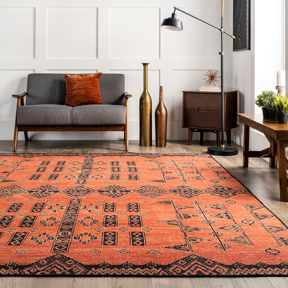 Nuloom Quincy Cotton-Blend Traditional Area Rug, Rust 2'x8'