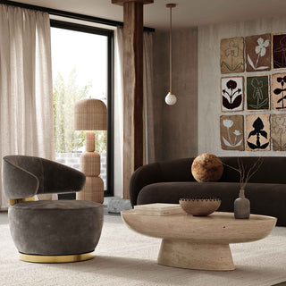 Kendall Cream Velvet 120" Sofa, Chocolate Brown