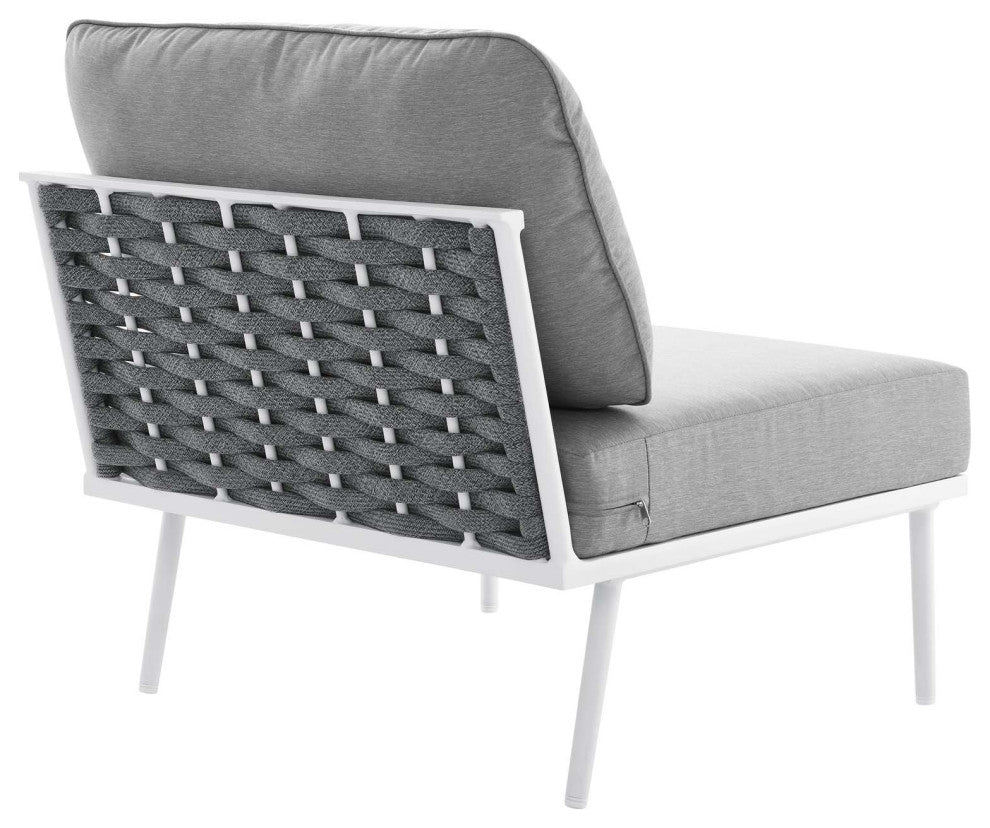 Stance 3 Piece Outdoor Patio Aluminum Outdoor Patio Aluminum Set, White Gray