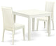 3-Piece Dinette Table Set - Table And 2 Wood Seat Dining Chairs In Linen White