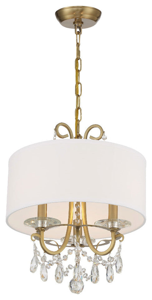 Crystorama 6623-VG-CL-SAQ, 3-Light Chandelier, Vibrant Gold