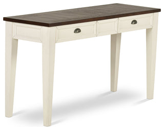 Cayla Sofa Table Dark Oak and White