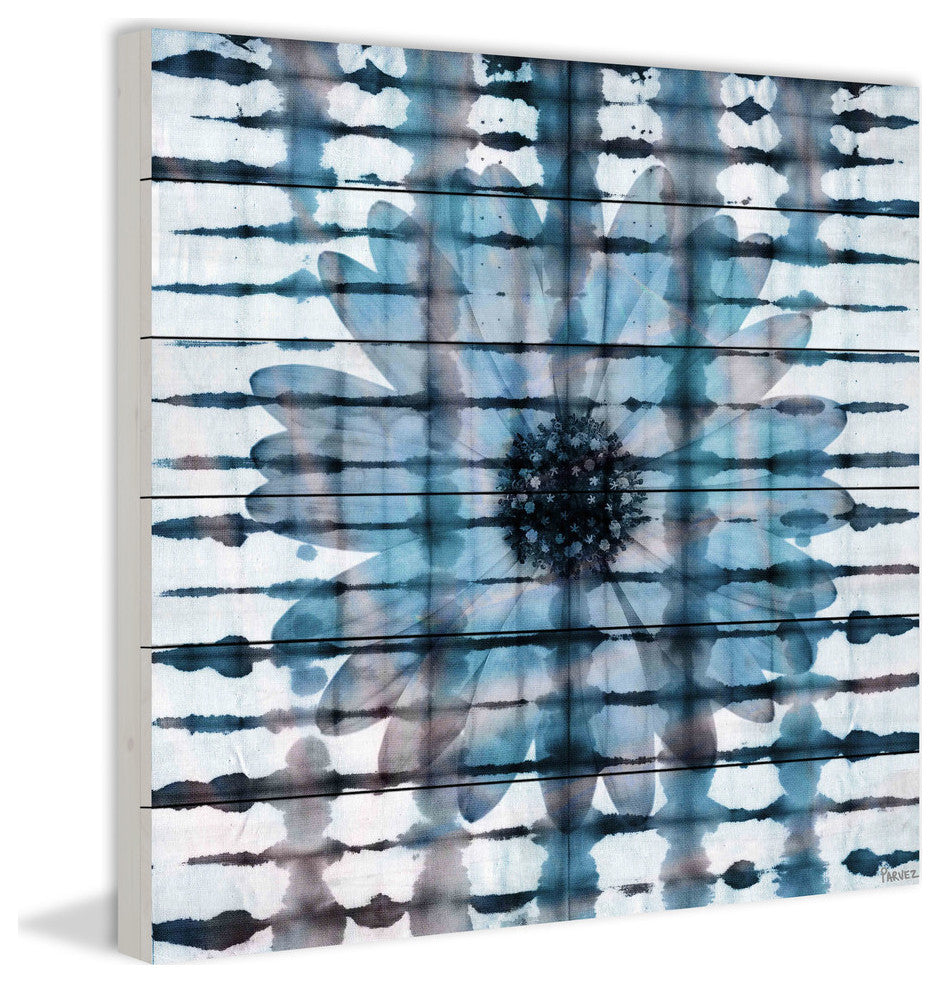 "Tie Dyed Flower" Print on White Wood, 32"x32"