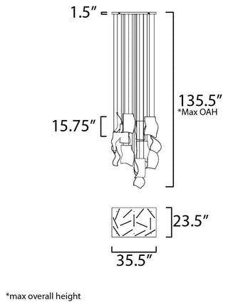 ET2 E24878-133 Rinkle 36"W LED Multi Light Linear Abstract - Brushed Gunmetal