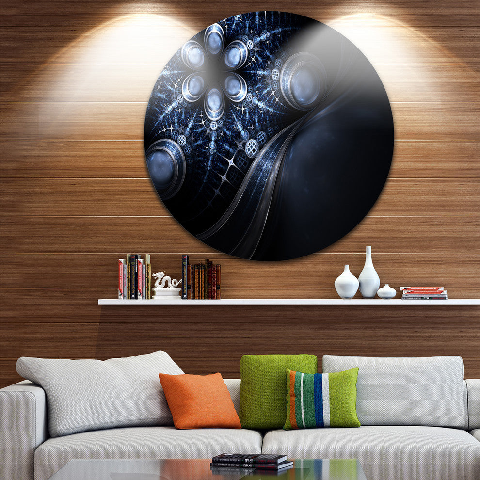 Glittering Curvy Stylish Fractal Flower, Floral Disc Metal Artwork, 11"