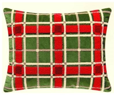 Jardin Rouge Boudoir Plaid Pillow by April Cornell