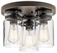 Kichler Brinley 3 Light Flush Mount, Olde Bronze