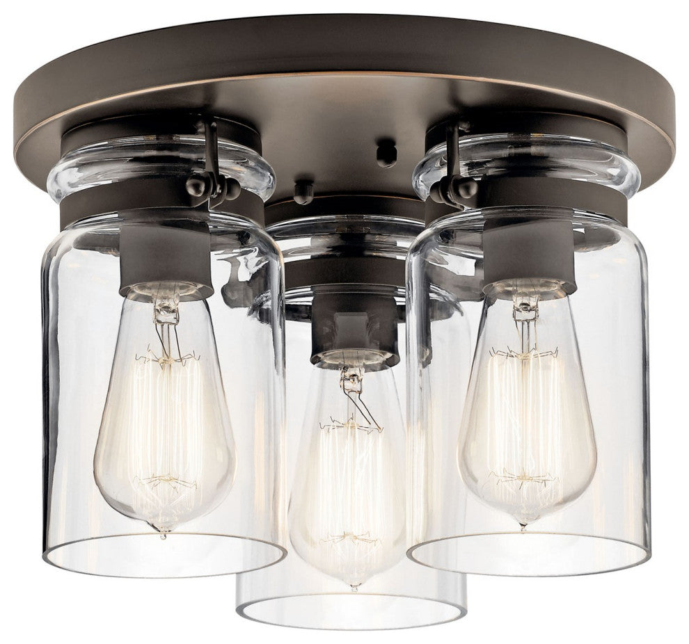 Kichler Brinley 3 Light Flush Mount, Olde Bronze