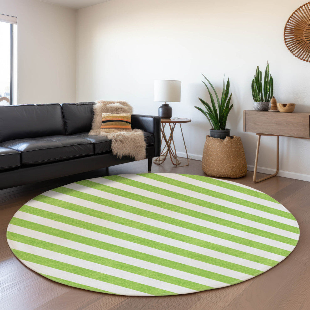 Premium Machine Washable Mayfield AMF528 Lime 8' x 8' Round Rug