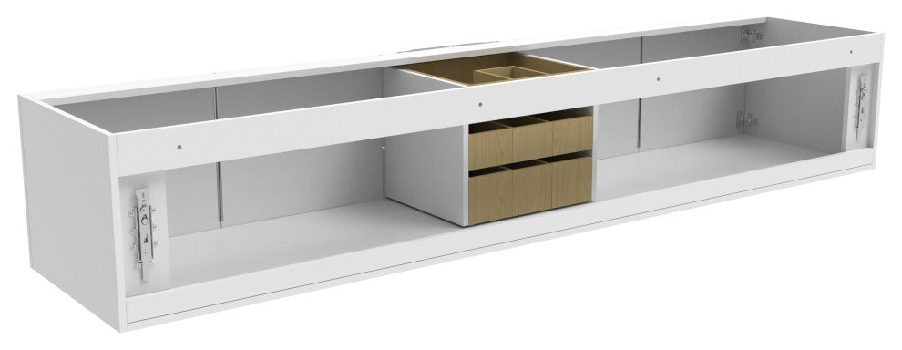 CastelloUSA Alpine 84" Wall Mounted Vanity, Base Only, White, Brushed Nickel