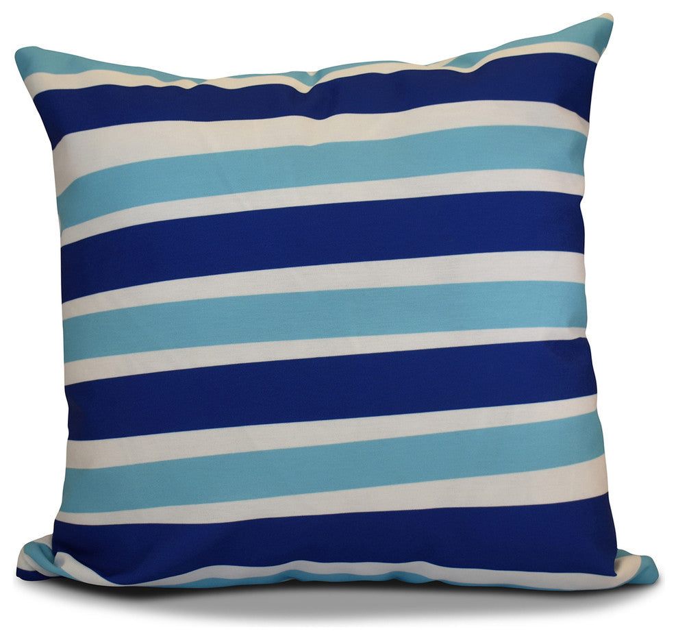 Decorative Outdoor Holiday Pillow, Stripe, Royal Blue, 18"x18"