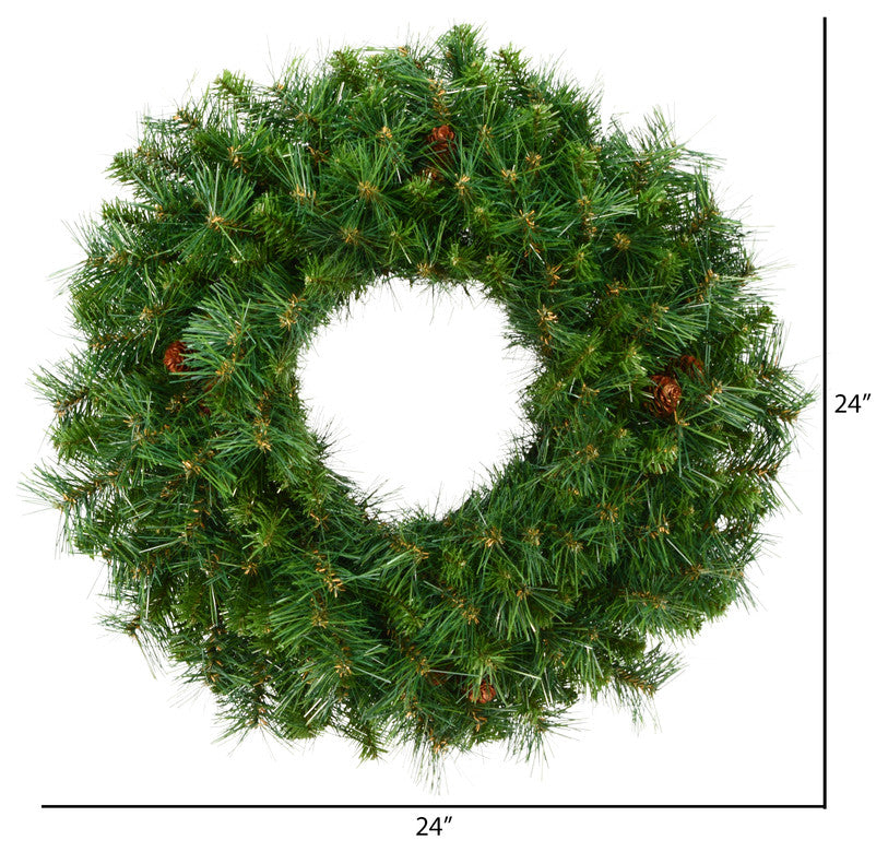 Vickerman Cheyenne Pine Wreath With Pine Cones, 24", Unlit