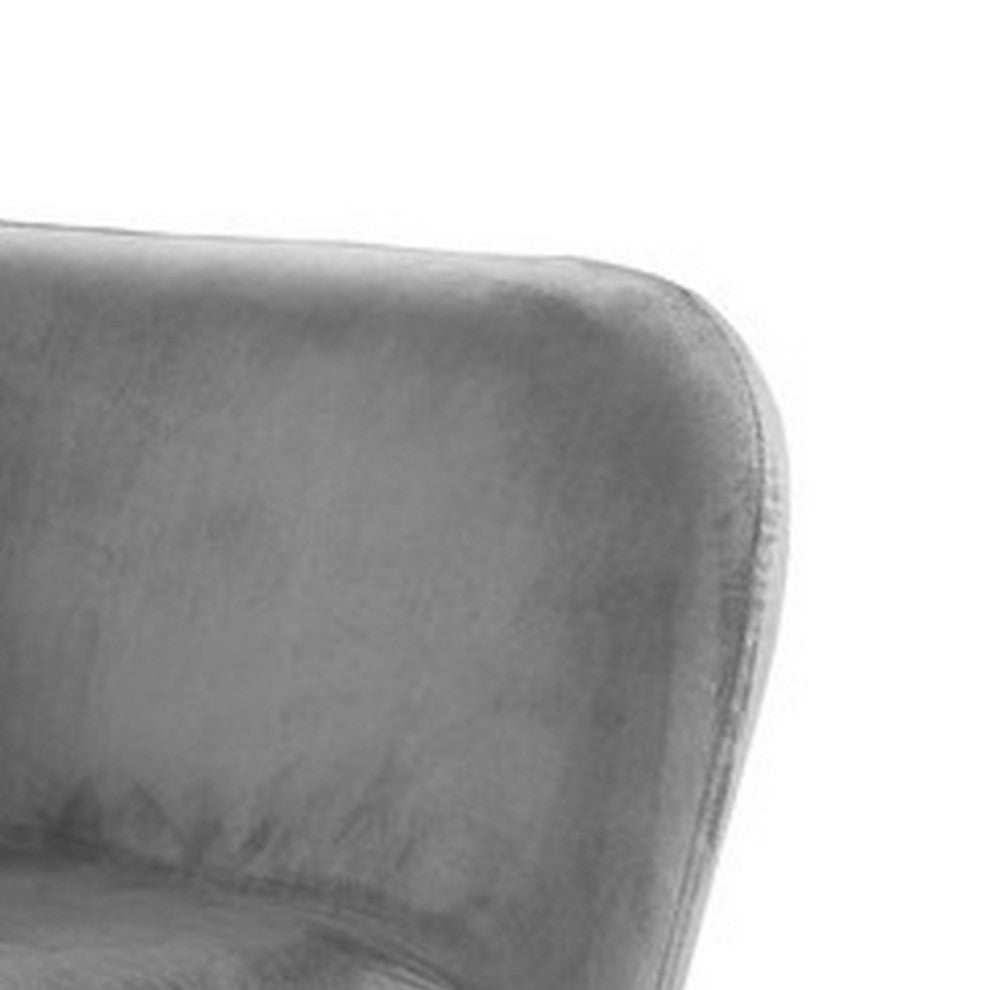 Benzara BM287937 Modern Accent Chair, Padded Seats and Metal Frame, Gray Velvet