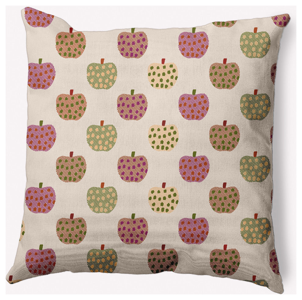 18" x 18" Apple Pattern Indoor/Outdoor Polyester Throw Pillow, Dusty Rose