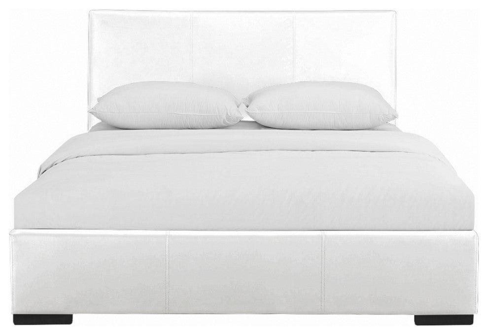 White Upholstered Twin Platform Bed