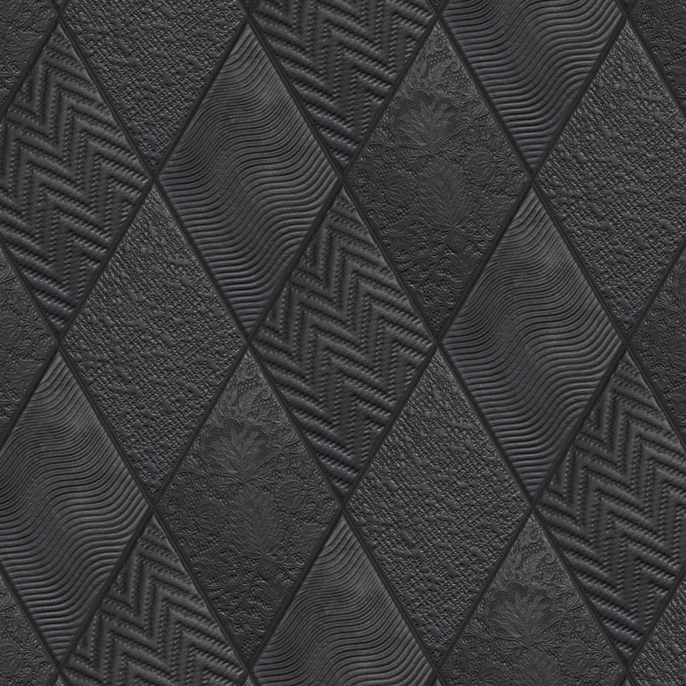 Rhombus Porcelain Tile, Black