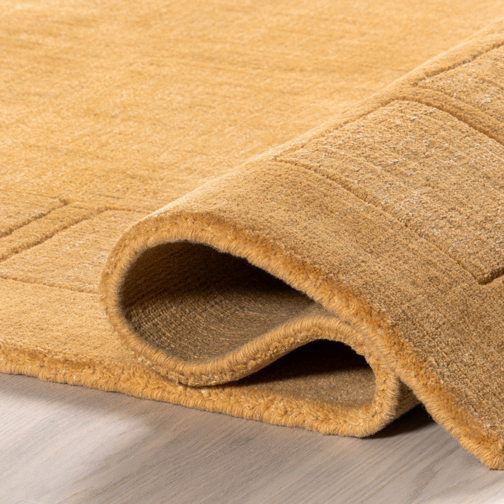 Petra High-Low Wool-Blend Area Rug, Golden Butter 6' x 9'