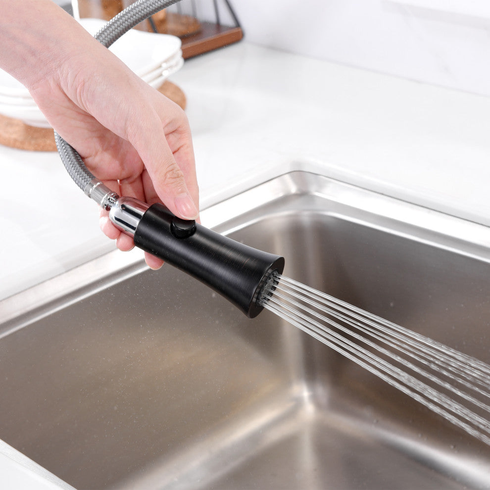 Luxier KTS11-T Single-Handle Pull-Down Sprayer Kitchen Faucet, Oil Rubbed Bronze