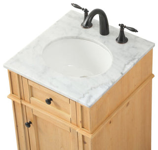 Home Living Vanity with Carrara White Marble Countertop, Natural Wood, 18", Single Sink