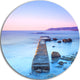 Purple Sea And Sky, Seascape Photo Round Metal Wall Art, 11"