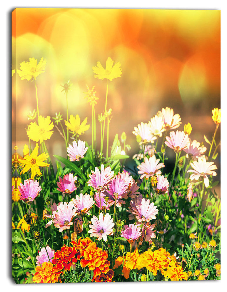Lovely Multi Color Little Flowers, Floral Canvas Art print, 12"x20"