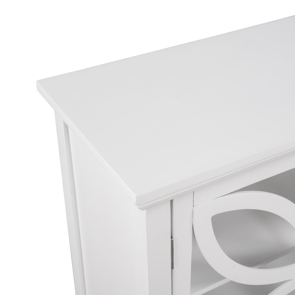 Wood Double Transparent Door Accent Cabinet with Adjustable Shelf, White, 32" X