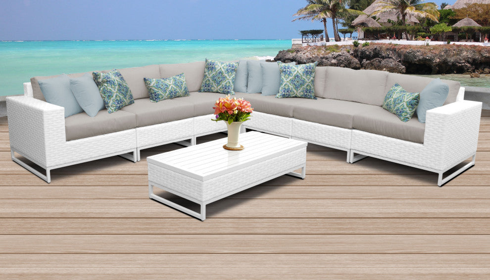 Miami 8 Piece Outdoor Wicker Patio Furniture Set 08f
